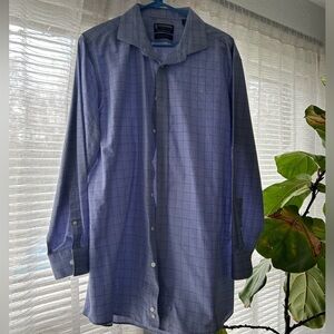 Stafford Men's Blue Grid Dress Shirt